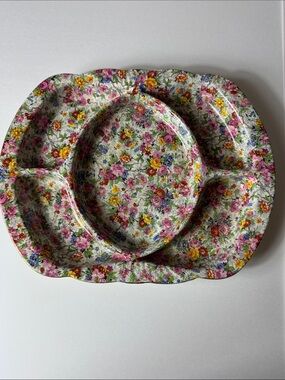 Chintz “MARINA” Floral Sectioned Party Tray - Pink, Yellow, Blue